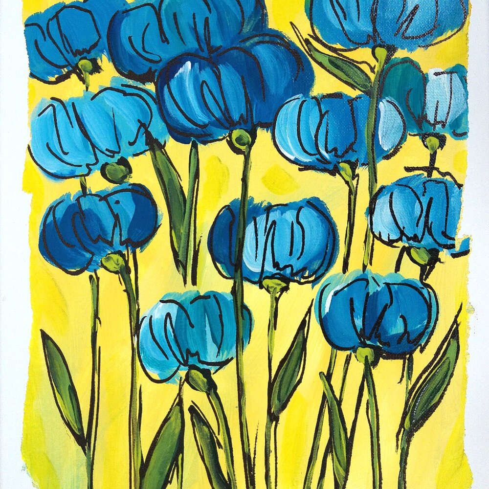 Untitled Floral Series 3 of 3 Original Painting by Artist Rachael Potter